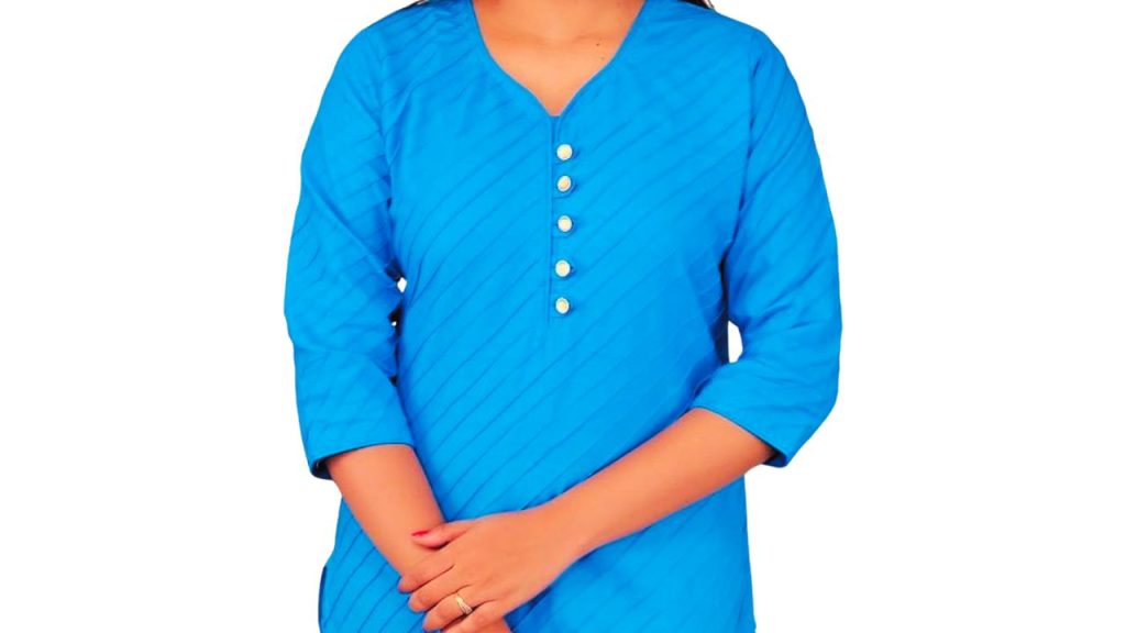 Notched V-Neck Kurti Design