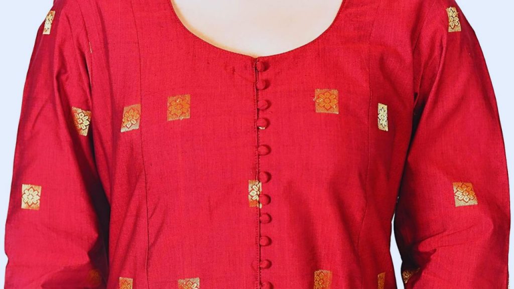 Round Button-Up Kurti Neck Design