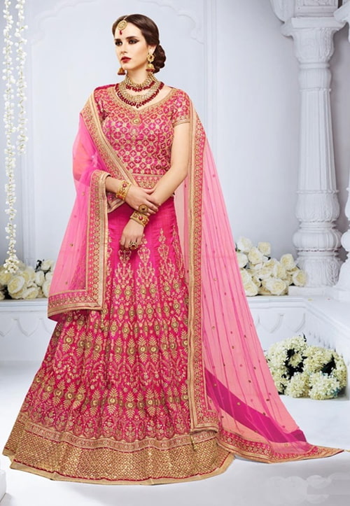 Beige & Pink Wedding Lehenga