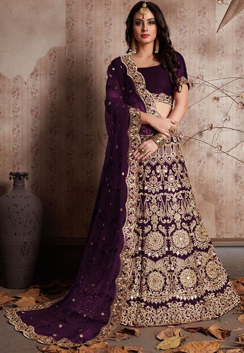 ‌Purple Wedding Lehenga