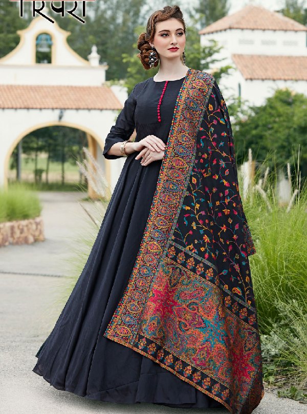 Women's Dazzle Black Evening Dress-Gillori | Long gown design, Party wear  indian dresses, Frock for women
