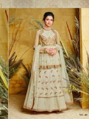 Cream Heavy Embroidered Anarkali Suit