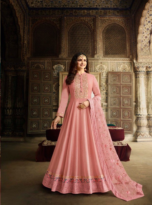 Beautiful Long Pink Anarkali Suit 