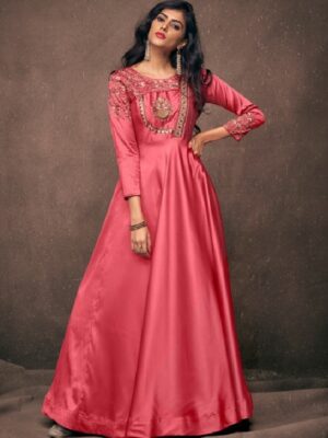 Pink Embroidered Party Wear Gown