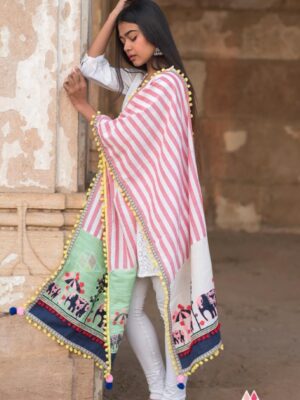 Multicolor Khadi Embroidered Duaptta