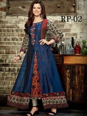 FESTIVE FASHION BY TIPS AND TOPS BRAND CHANDERI MODAL FOIL PRINT KURTI WITH  SILK PANT AND FOIL PRINT DUPATTA WHOLESALER AND DEALER