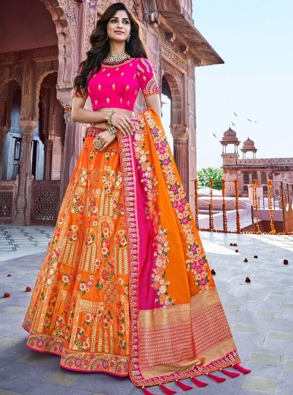 Buy Pink & Orange Floral Chinon Kurta Online - Ritu Kumar International  Store View