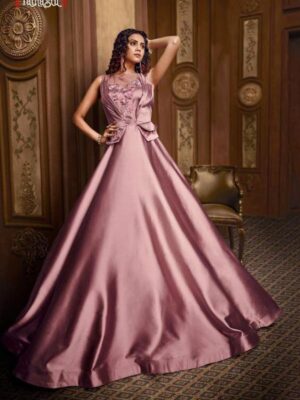 Rose Berry Pink Party Wear Gown