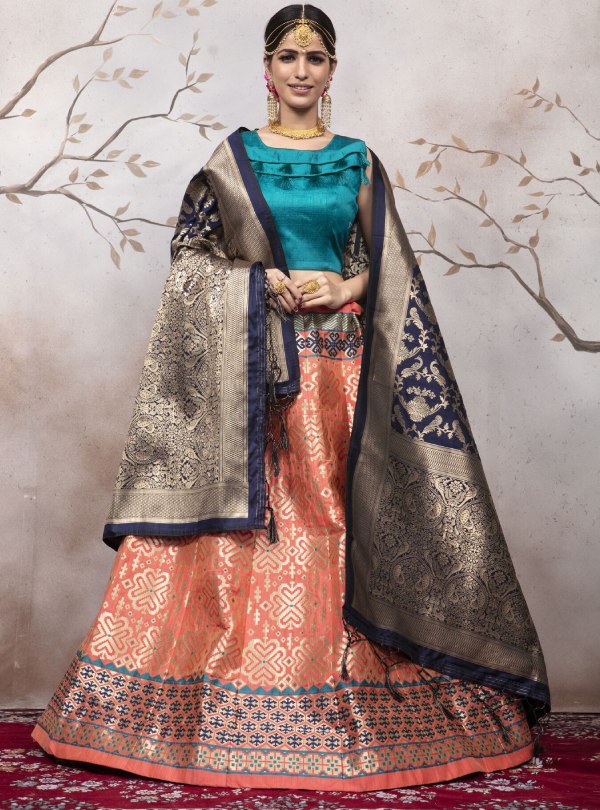 peach-lehenga