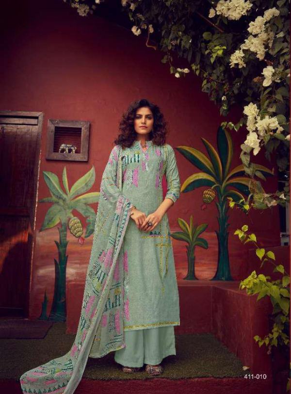 New designer banglori silk suit with chiffon printed dupatta online