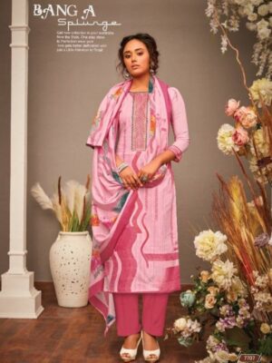 Pink Cotton Digital Printed Suit With Kashmiri Embroidery