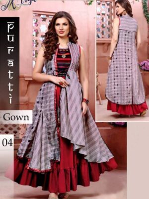 Printed Rayon Party Wear Gown With Shrug
