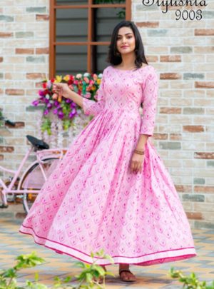 Dusty Pink Muslin Digital Printed Party 