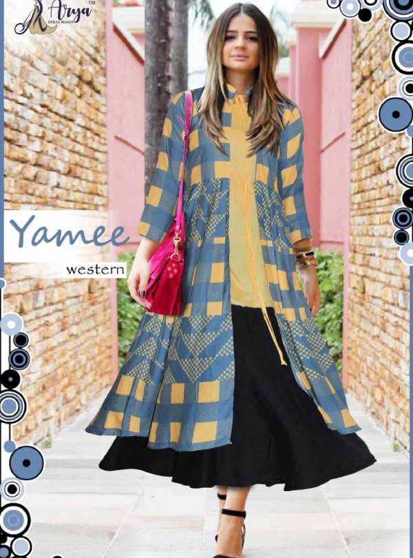 New Designer Rayon Crepe Long Kurti With Stylish Koti | Long kurti designs,  Kurti designs latest, Women