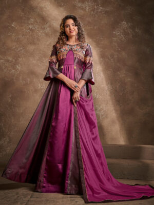 Wonderful Embroidered Party Wear Gown