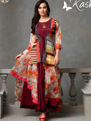 Pretty Layered Party Wear Rayon Gown