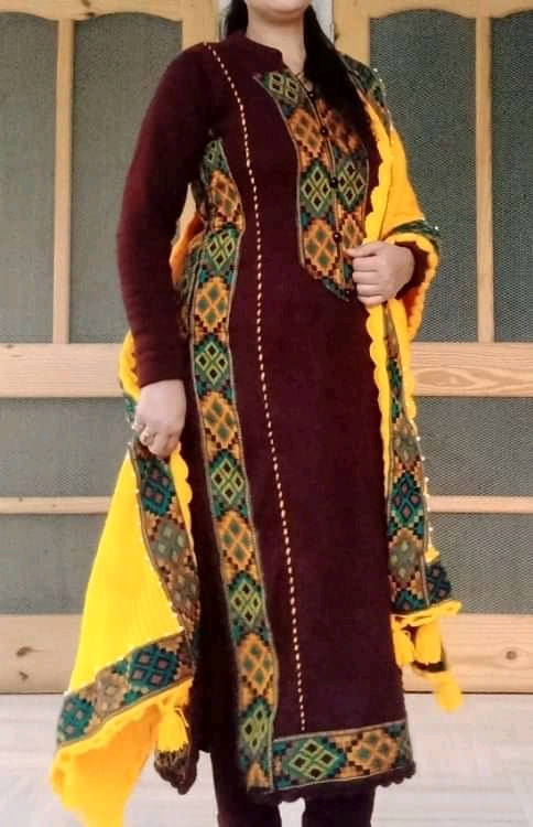 Exclusive Himachali Knitted Winter Dress With Jacket | Latest Kurti Designs