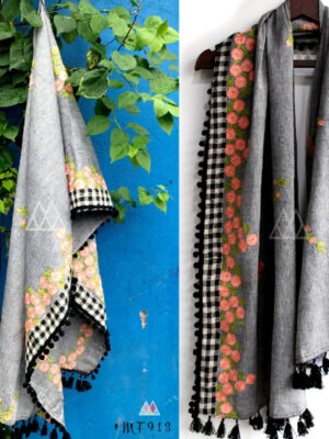 Gorgeous Grey Rich Cotton Khadi Fabric Stoles/Shawl For Women & Men