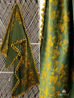 Mehendi Green Rich Cotton Khadi Fabric Stoles/Shawl For Women & Men