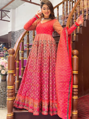 Charming Pink Designer Gown Festival Collection
