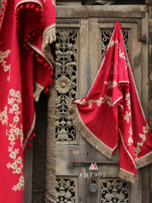Beautiful Red Rich Cotton Khadi Fabric Stoles/Shawl For Women & Men