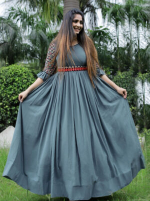 Beautiful Designer Party Wear Grey Gown