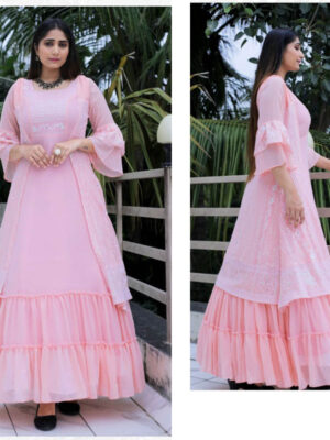 Beautiful Party Wear Light Pink Gown