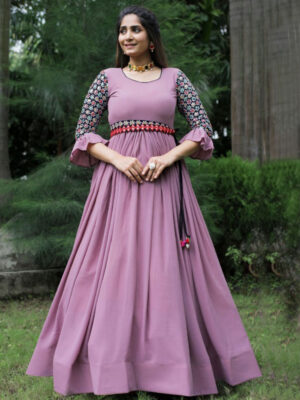 Pink Readymade Gown For Ladies – Gunj Fashion