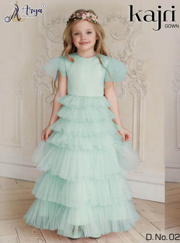 Buy Hariyal Creation Green Kids Party or Festive Designer Embroidery Long  Gown Dress for Girls Online at Best Prices in India - JioMart.