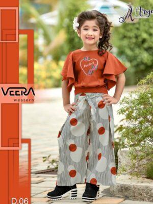 Red Latest Top And Palazzo For Girls