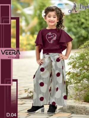 Beautiful Wine Top And Palazzo For Girls