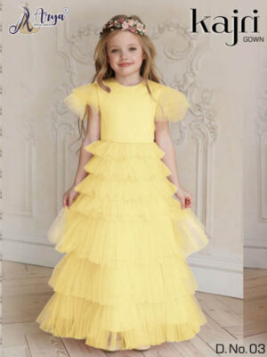 Latest Partywear Designer Yellow Kids Gown