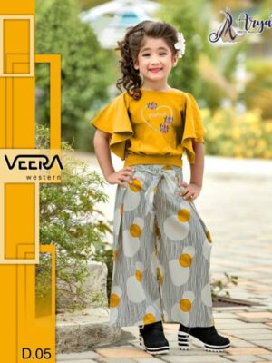 Pretty Yellow Top And Palazzo For Girls