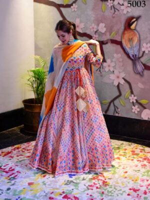 Beautiful Silk Cotton Party Wear Gown
