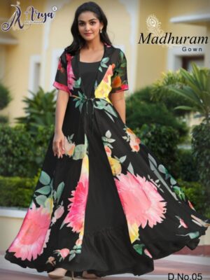 Black Party Wear Cotton Gown With Koti
