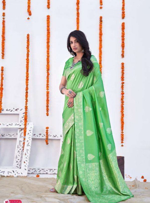 Light Green Banarasi Silk Party Wear Saree
