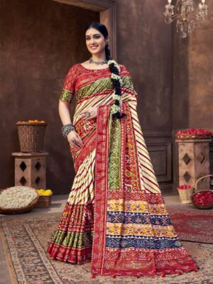 Maroon And Beige Soft Printed Party Wear Saree