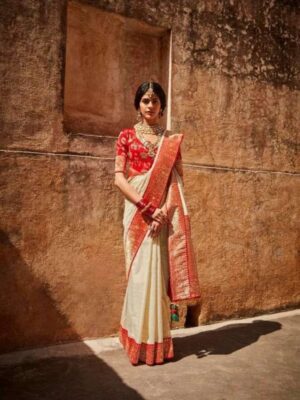 Beautiful Red Fancy Party Wear Saree
