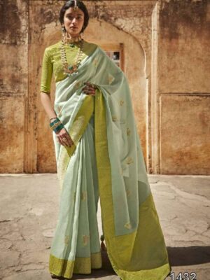 Gorgeous Green Fancy Party Wear Saree