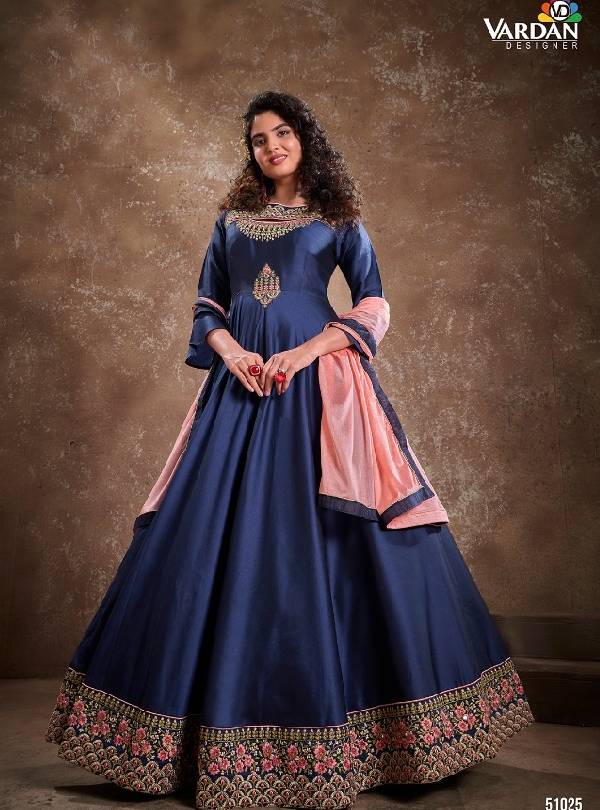 Buy Blue Georgette Sequins Embroidery Anarkali Gown Party Wear Online at  Best Price | Cbazaar