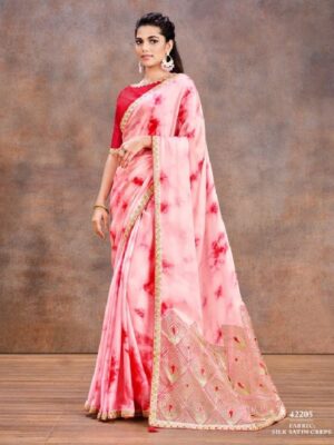 Light and Dusty Pink Printed Party Wear Saree