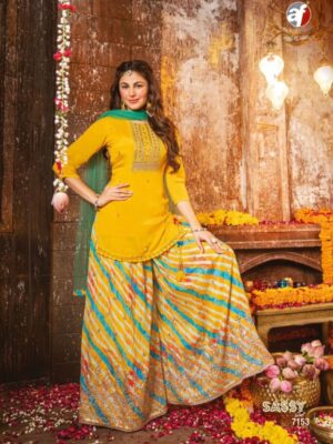 Latest Yellow Party Wear Palazzo Suit