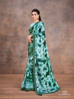 Beautiful Silk Satin Crepe Party Wear Saree