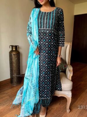 Gorgeous Blue And Black Casual Wear Suit