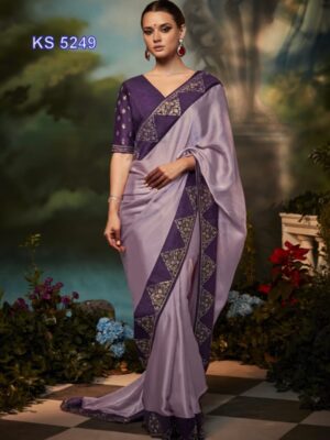 Graceful Pure Silk Purple Party Wear Saree