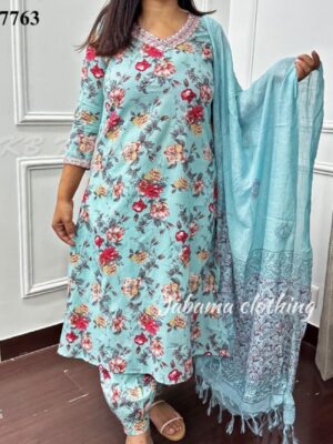 Fancy Falired Blue Afghani Suit