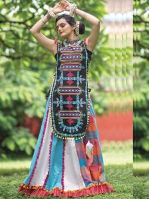 Trendy Colorful Skirt With Embroidery Panel