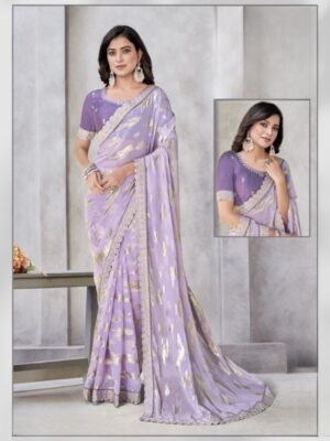 Lovely Purple Party Wear Saree
