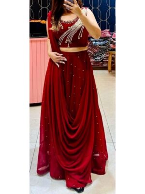 Fancy Red Party Wear Saree