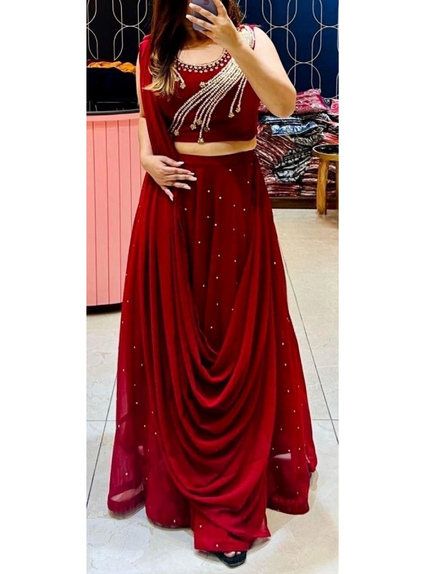 ₪428-Caroline Saree Burgundy Beading Sequined Evening Dress Ruffles Pleat  Sleeveless Prom Gowns Party Made To Order Robes De -Description